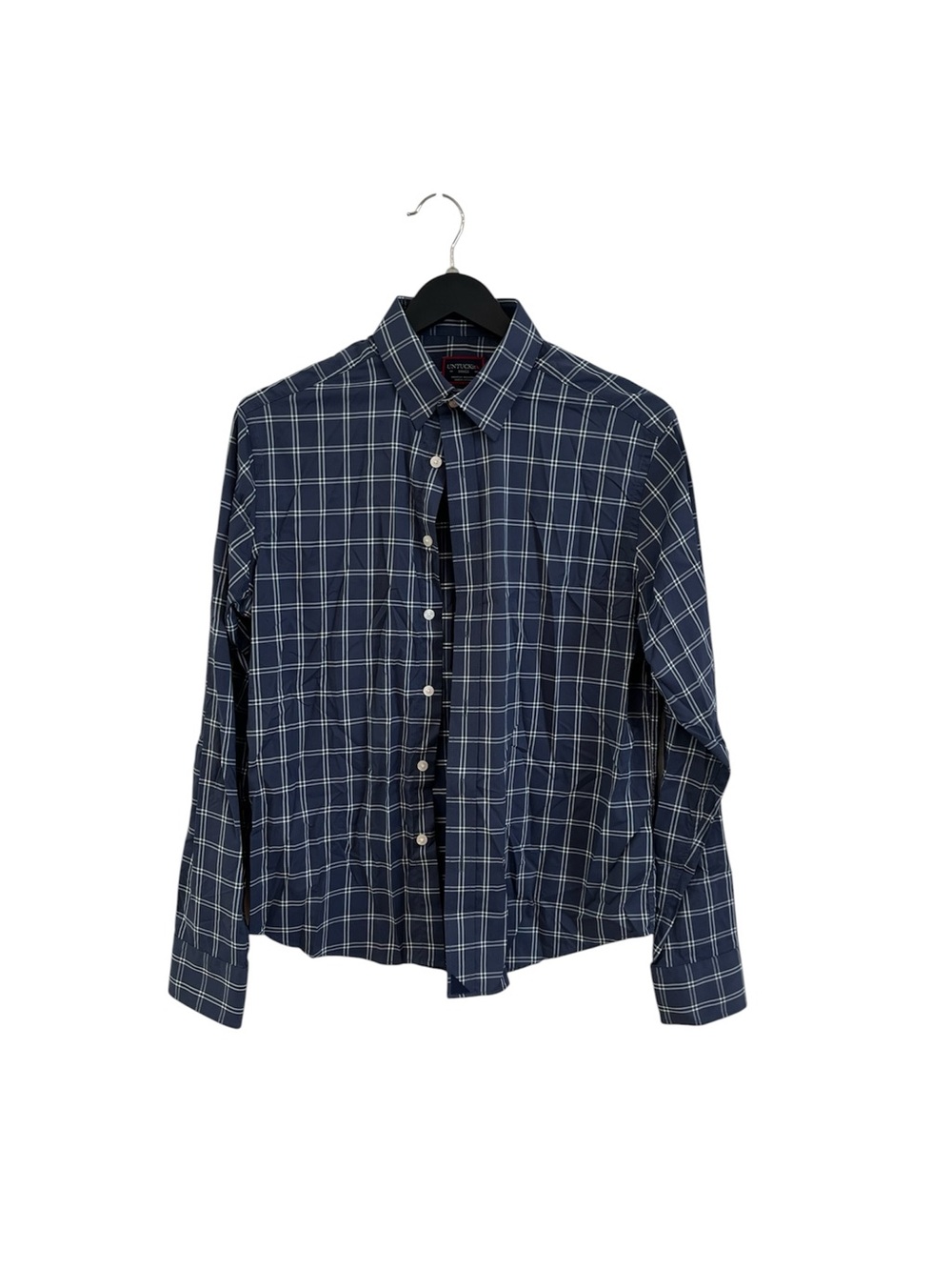 UNTUCKit Men's Navy & White Windowpane Plaid Dress Shirt